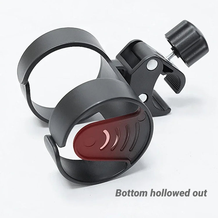 Black and gray cup holder with a red bottom on a white background