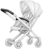Pencil sketch of a baby stroller on a white background