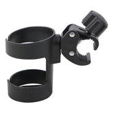 Black cup holder with clamp on a white background