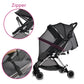 Black stroller with zipper details on a white background
