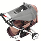 Brown and gray stroller with canopy on a white background