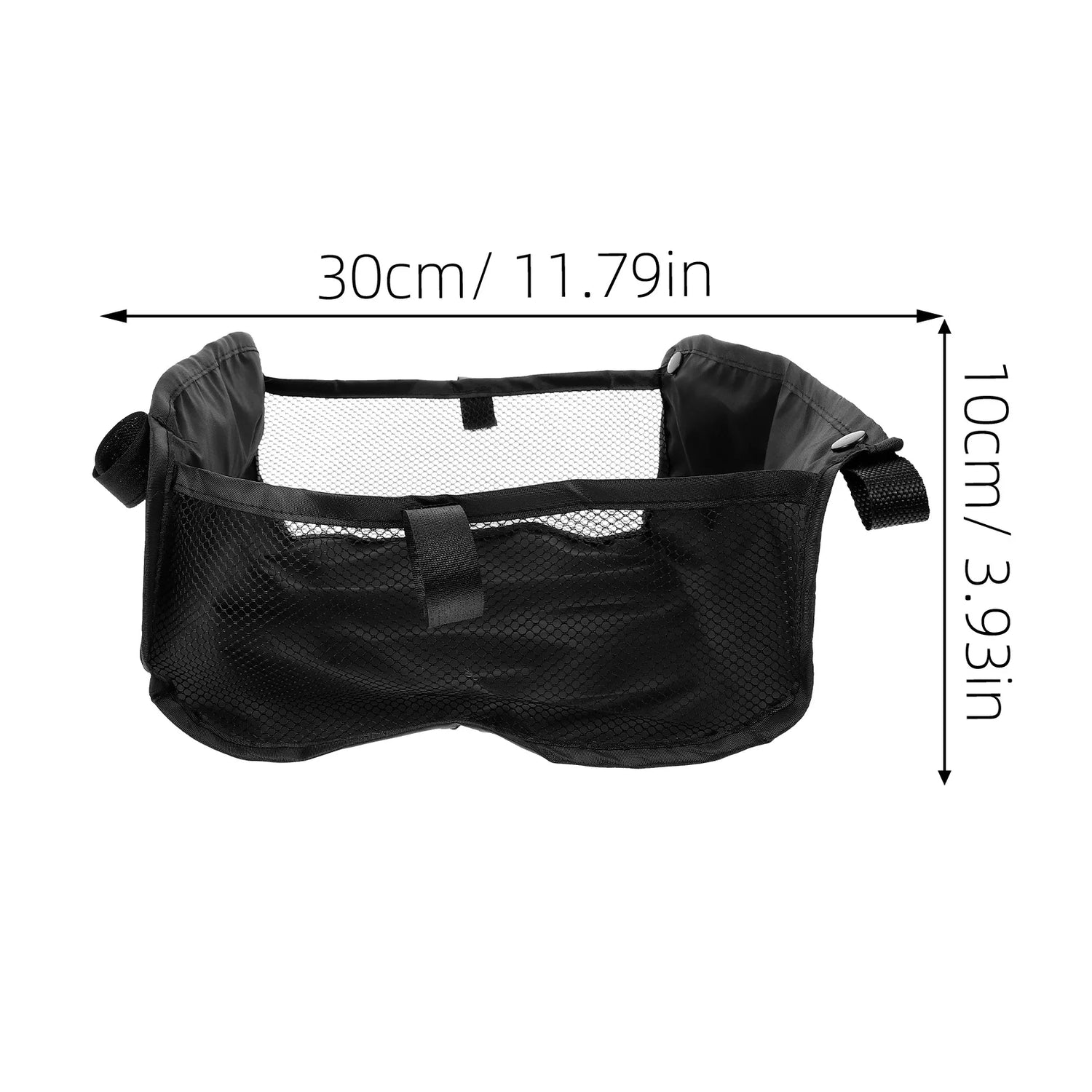 Black pet seat cover with measurements on a white background