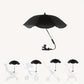 Black umbrella with a clamp attachment on a white background
