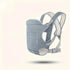 Gray baby carrier on a light beige background