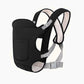 Black baby carrier with gray straps on a white background