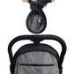 Close-up of a baby car seat with a mesh cover on a white background