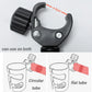 Black tube cutter with measurement details and usage instructions on a white background