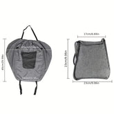 Gray pet carrier with dimensions on a white background