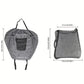 Gray pet carrier with dimensions on a white background
