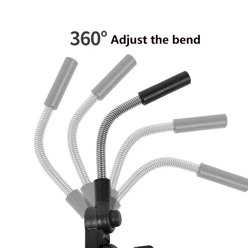 Flexible arm with multiple joints labeled &