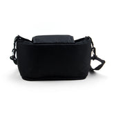 Black bag with straps on a white background