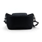 Black bag with straps on a white background